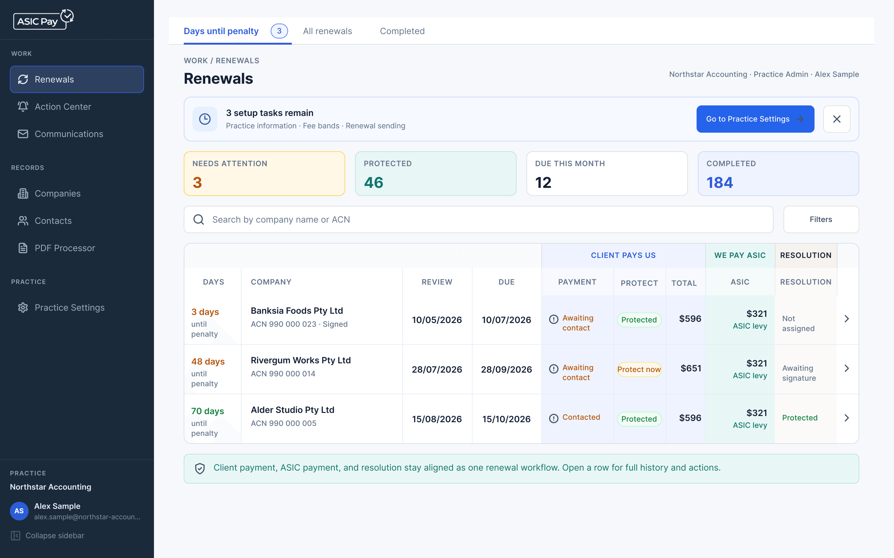 ASICPay product interface